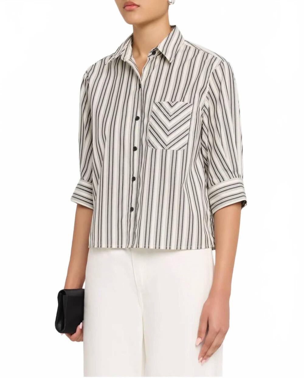 NEW RAG & BONE lucia striped poplin shirt in charcoal stripe